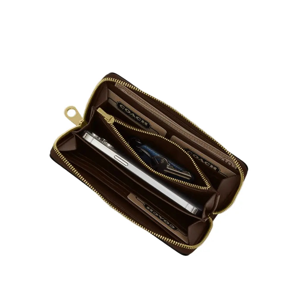 The Long Zip Around Wallet In Signature Canvas With - Cherry Print