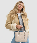 The Mollie Tote Bag 25 In Signature Canvas - Sand/Chalk