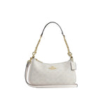 Teri Shoulder Bag In Signature Canvas - Gold/White