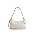 Teri Shoulder Bag In Signature Canvas - Gold/White