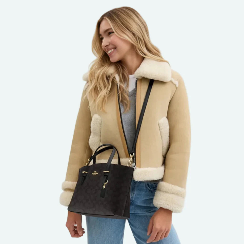 The Mollie Tote Bag 25 In Signature Canvas -  Walnut/Black