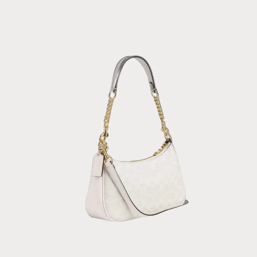 Teri Shoulder Bag In Signature Canvas - Gold/White