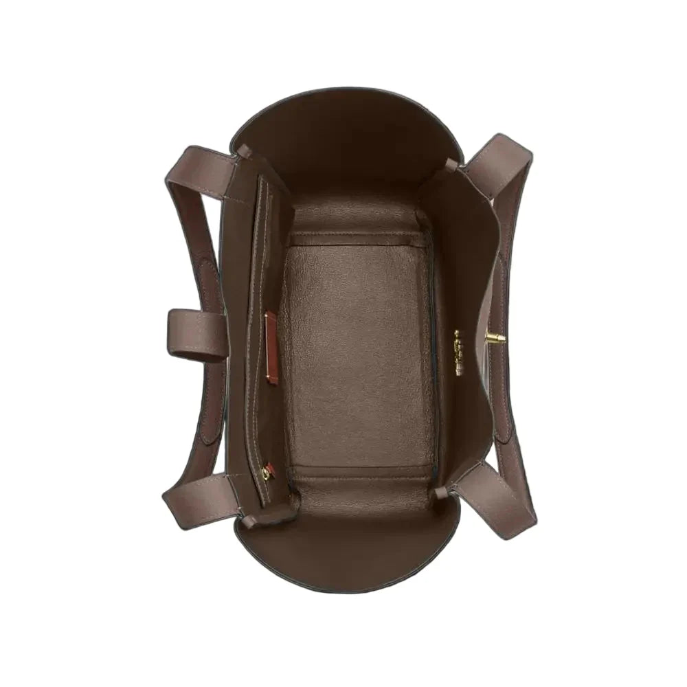 The Hadley Turnlock Tote Bag - Gold/Dark Stone