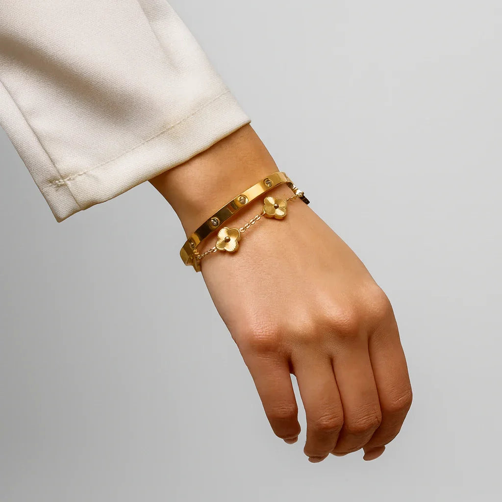 Golden Clover Leaf Bracelet