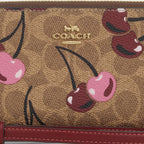 The Long Zip Around Wallet In Signature Canvas With - Cherry Print