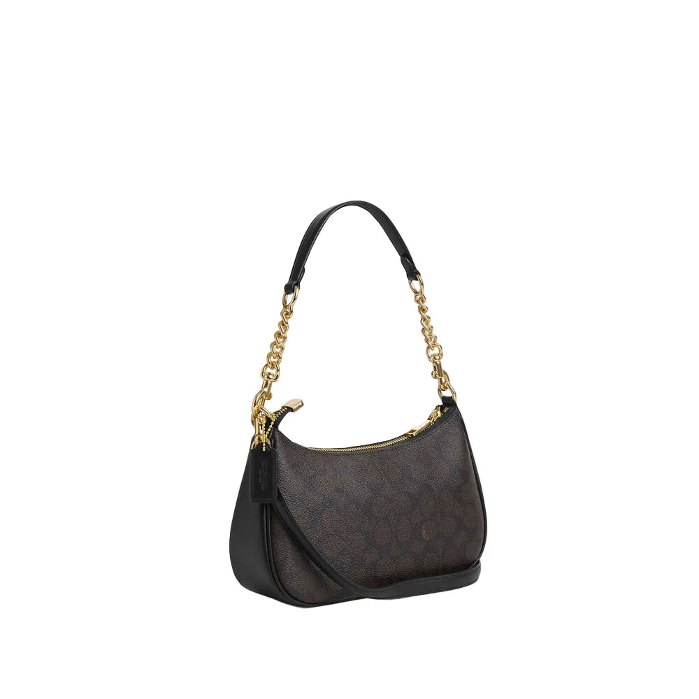 Teri Shoulder Bag In Signature Canvas  - Walnut/Black