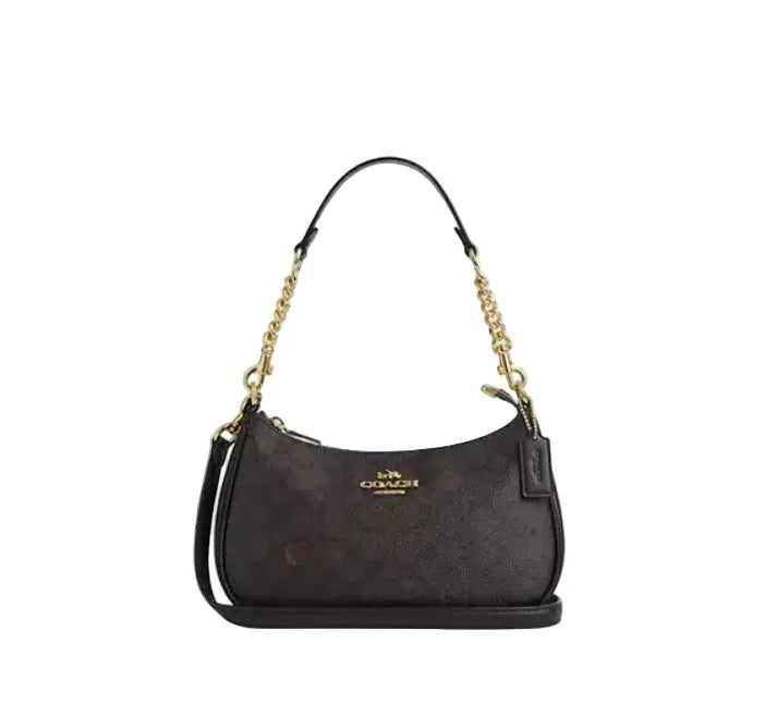 Teri Shoulder Bag In Signature Canvas  - Walnut/Black