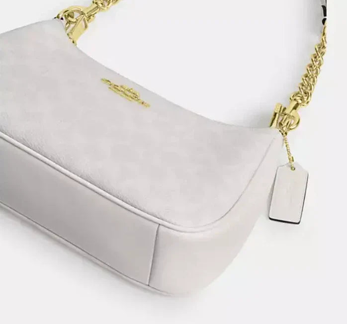 Teri Shoulder Bag In Signature Canvas - Gold/White