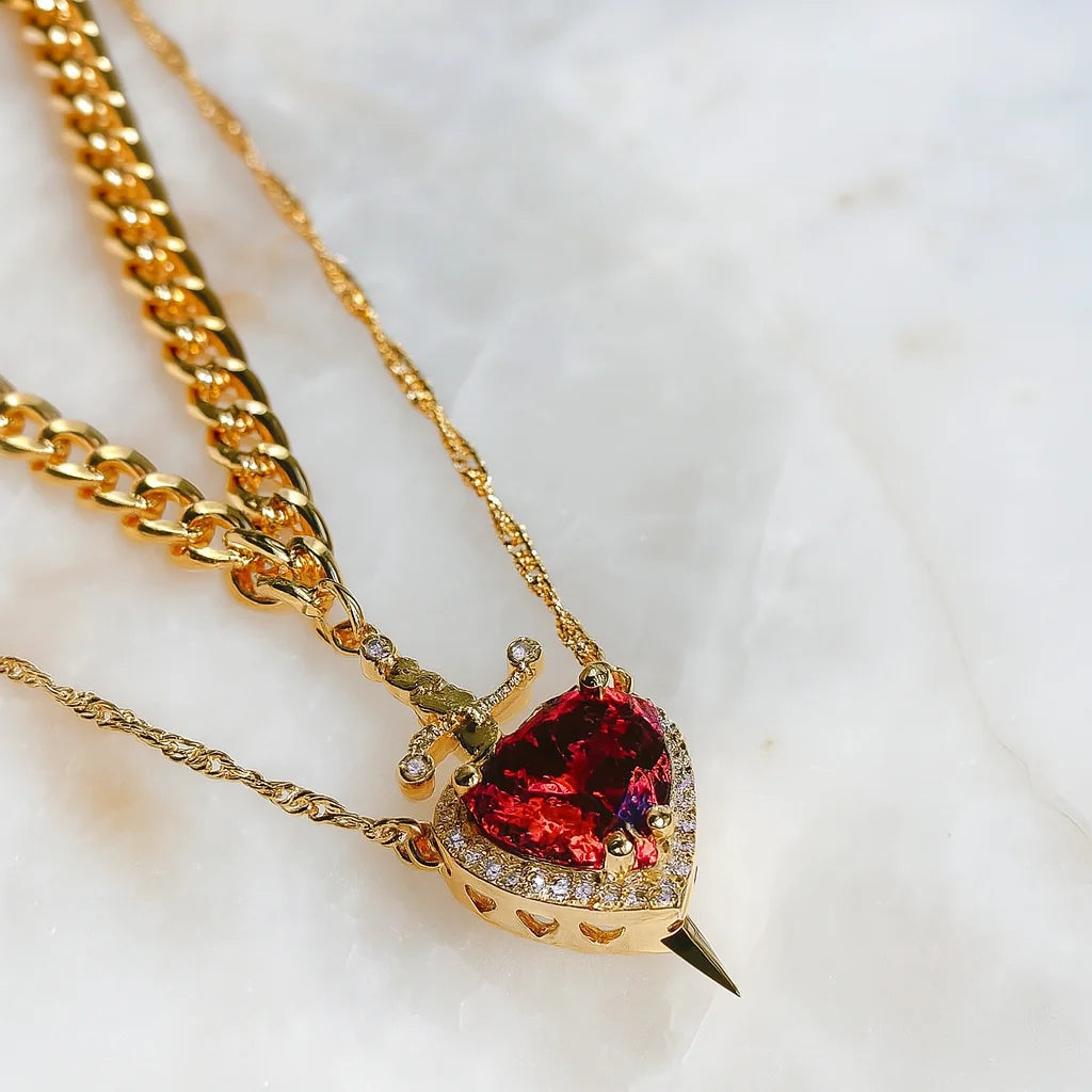 Heart and Sword Necklace